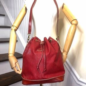 MULBERRY Red Scotchgrain Caviar Leather Drawstring Bucket Crossbody Shoulder Bag